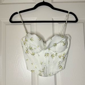 House of CB Bea Ivory Floral Corset Top - Size XS